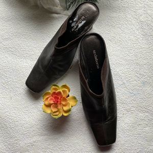Liz Clairbone Mule Leather Shoes Block Heels